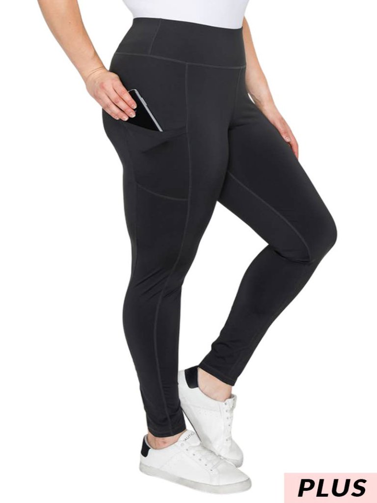 Plus High Waist Long Plus Yoga Pants With Side Pockets
